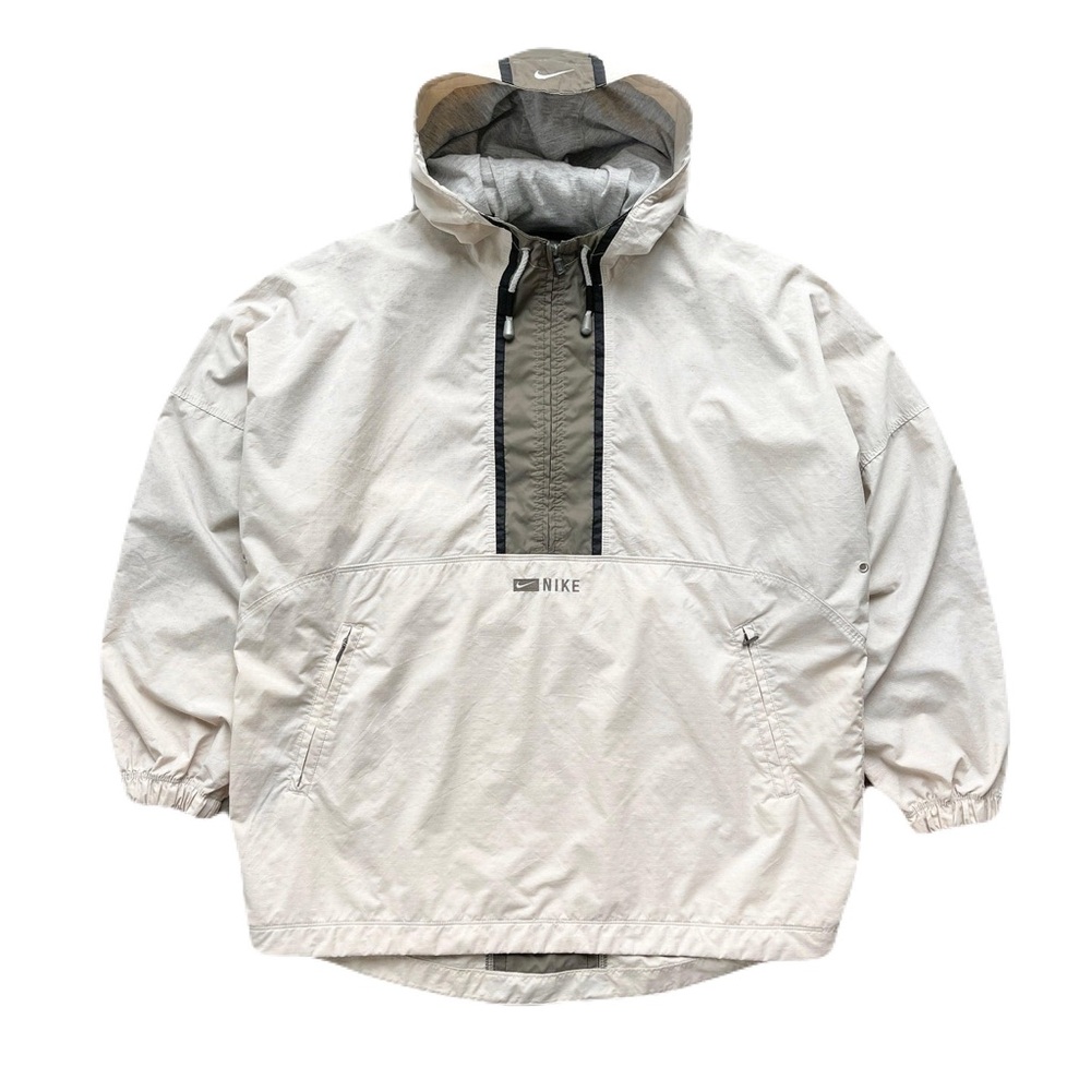 Nike Vintage 90’s Lined Anorak Windbreaker Jacket in Cream, size Large
